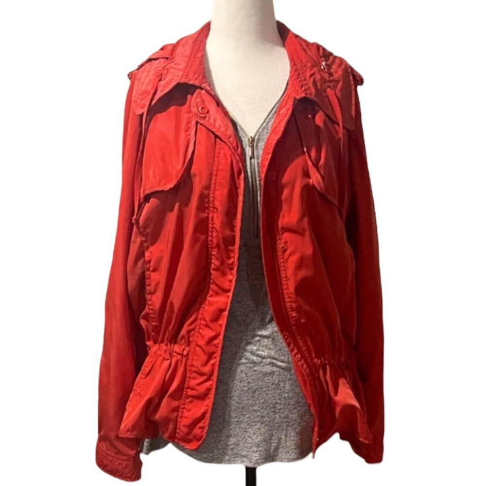 Joe Fresh Orange Hooded Rain Coat Size Medium